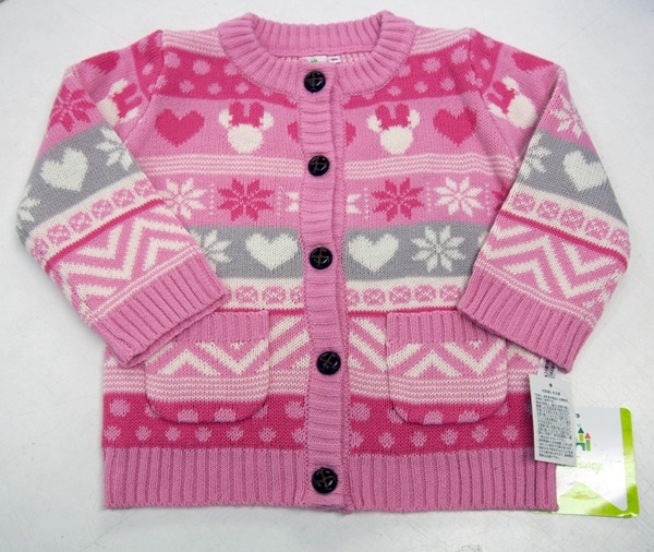  new goods # Disney DISNEY minnie Chan knitted cardigan sweater 90 pink girl 