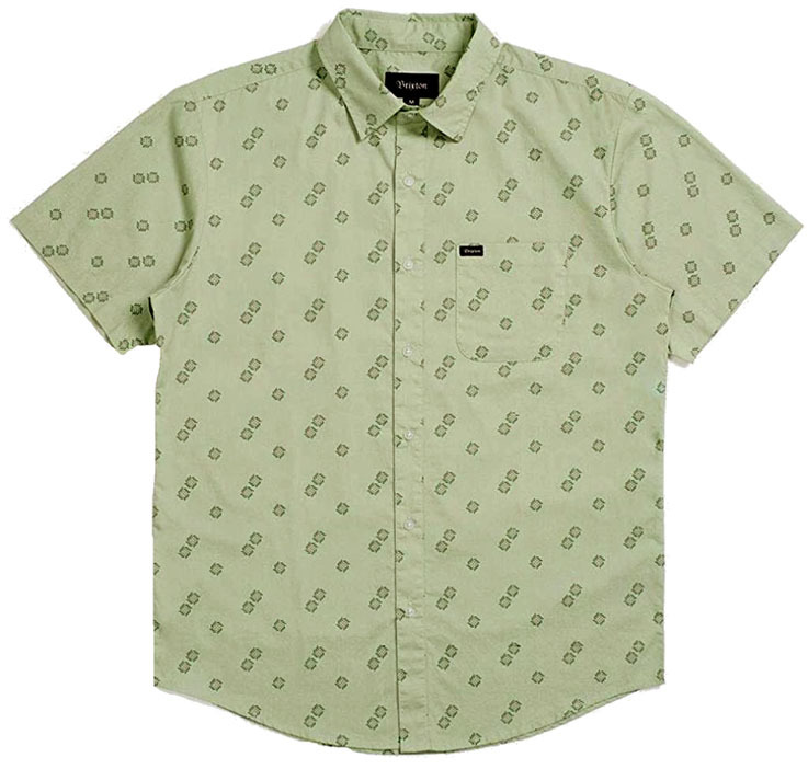 BRIXTON ブリクストン charter print 半袖シャツ 胸ポケット 緑