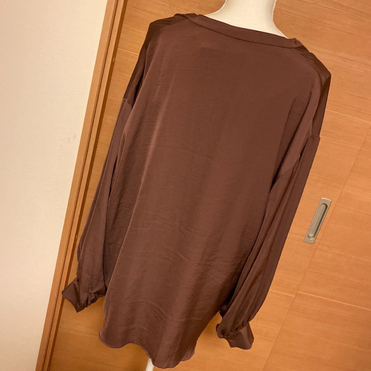 大きいサイズ　袖ふんわりサテンシャツ　タンク　２点セット 4L