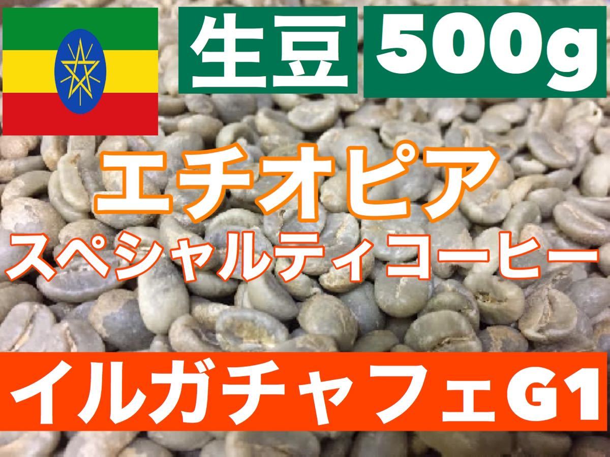 生豆　エチオピア・イルガチャフェ Grade-1スペシャルティーコーヒー500g