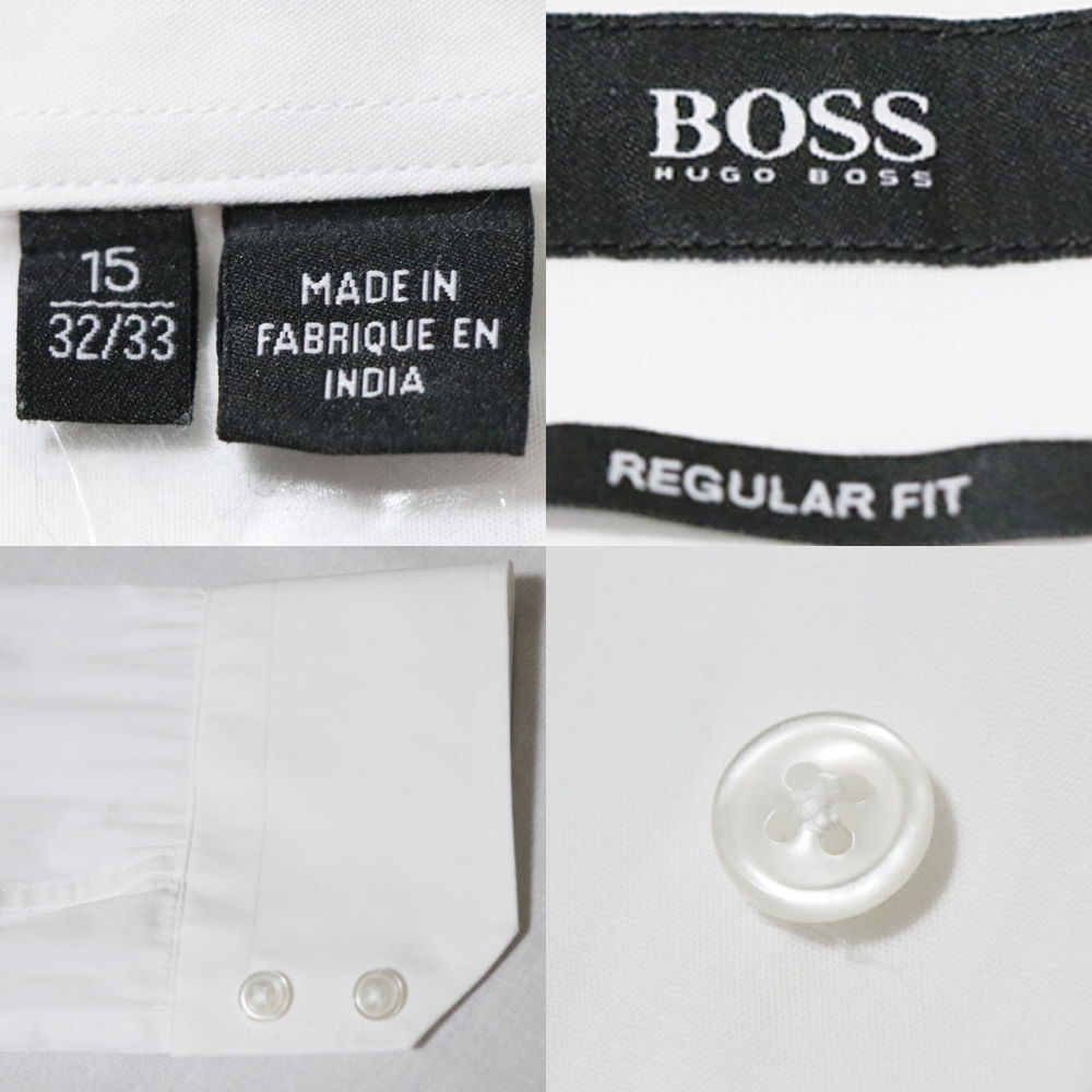 USED品 HUGO BOSS ヒューゴボス ワイドカラーシャツ 白無地 15 32/33_画像8