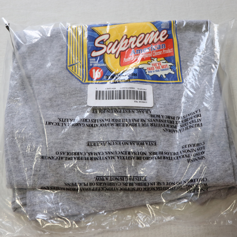 新品アメリカ ニューヨーク店購入 SUPREME シュプリーム Cheese Tee Tシャツ Heather Grey杢灰L_画像3