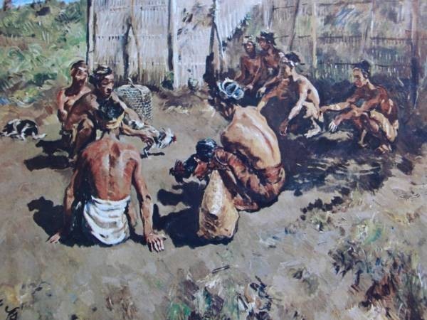 スカルノ大統領所蔵、バリの闘鶏、希少画集画、新品額装付 スカルノ大統領所蔵、バリの闘鶏、希少画集画、新品額装付 choco
