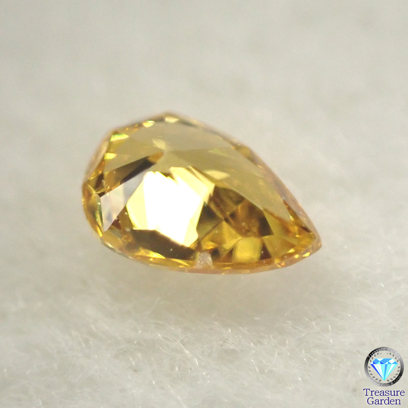 トレジャーG) Fancy Vivid Orange Yellow 0.099ct SI1【CGLソーティング】イエローダイヤモンド ペアシェイプカット Orengy [Lo-DNo4-aa]