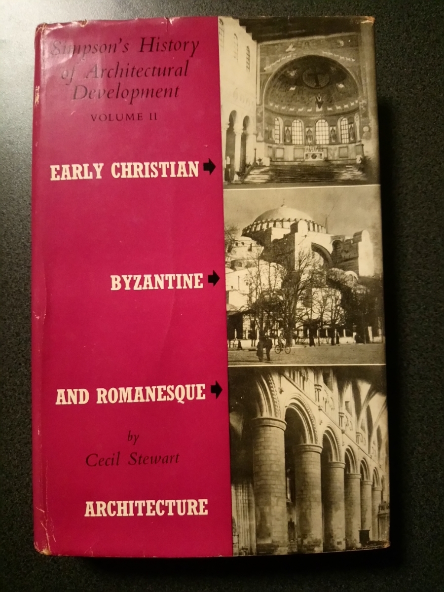 貴重なアンティーク洋書 1954年 建築資料 Simpson's History of Architectural Development Volume II Christian Byzantine Romanesque
