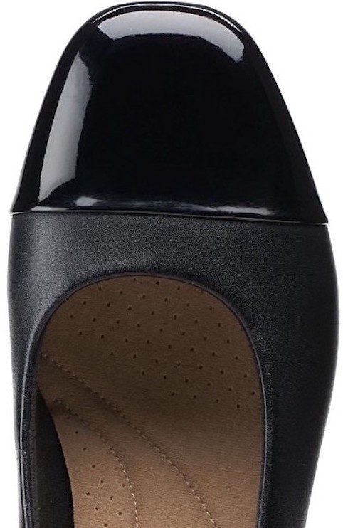 送料無料 Clarks 21.5cm パンプス ブラック 黒 レザー 革 キャップ パテント フォーマル ロー ヒール フォーマル バレエ スニーカー ST10_画像8