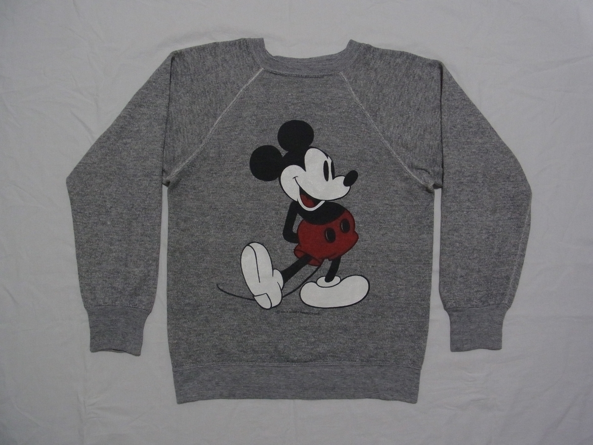 ☆ 70s USA製 ビンテージ MICKEY MOUSE ミッキーマウス 霜降り スウェット sizeS グレー☆古着 トレーナー Disney ディズニー 80s オールド_画像1