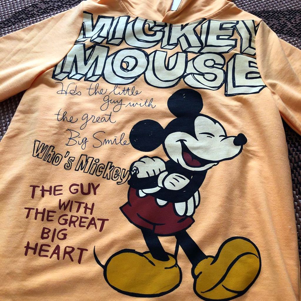 送無　新品　ミッキー　M パーカー　スエット　イエロー　Mickey Mouse