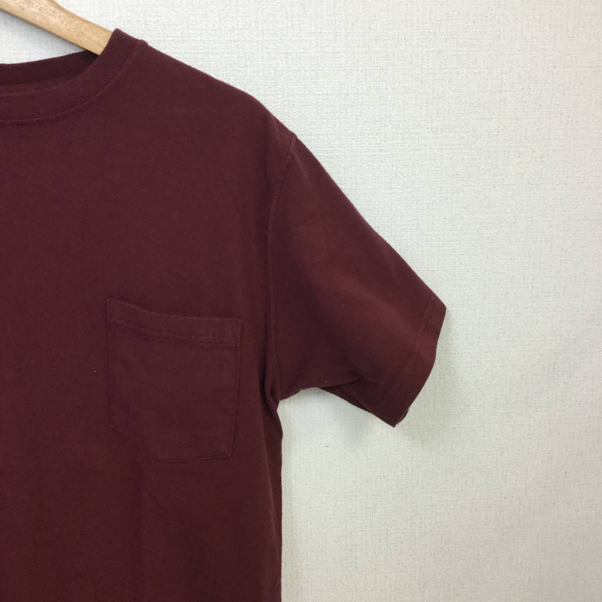  USA製 グッドウェア ポケットTシャツ マルーン Mサイズ_画像3