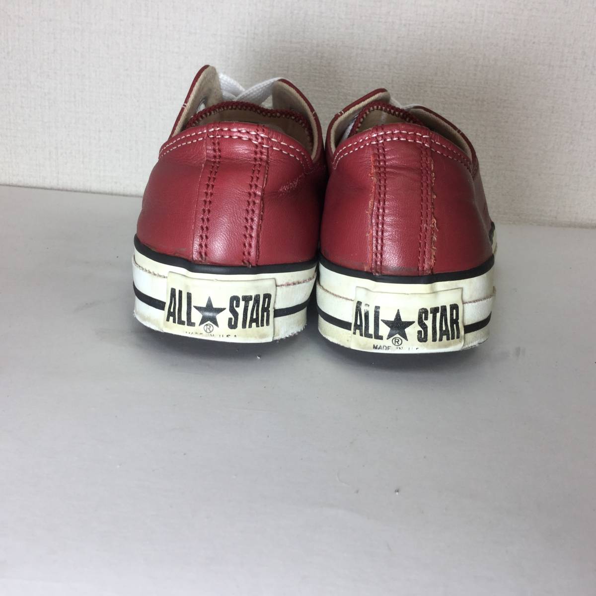 90s USA製 コンバース オールスターOX レザー レッド US5 24cm 90s USA製 コンバース オールスターOX レザー レッド US5 24cm