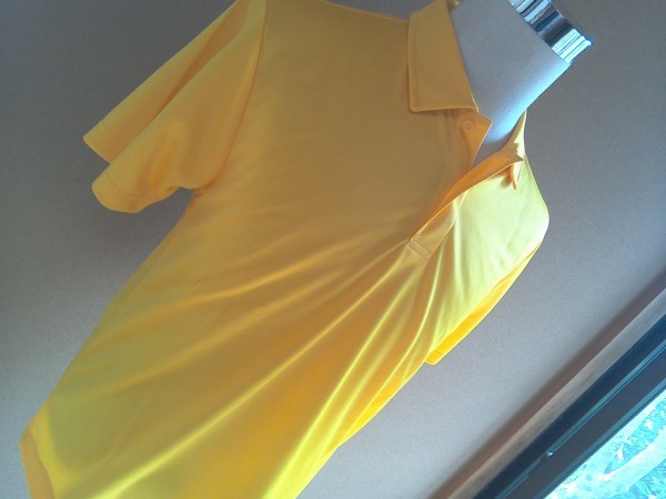 新品 送料無料 ｍｈ3 ポロシャツ 黄色　イエロー 150サイズ　 ストレッチ素材 ドライメッシュ 伸びる 男女兼用半袖　_画像5