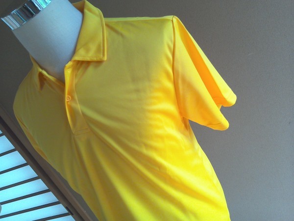 新品 送料無料 ｍｈ3 ポロシャツ 黄色　イエロー 150サイズ　 ストレッチ素材 ドライメッシュ 伸びる 男女兼用半袖　_画像3
