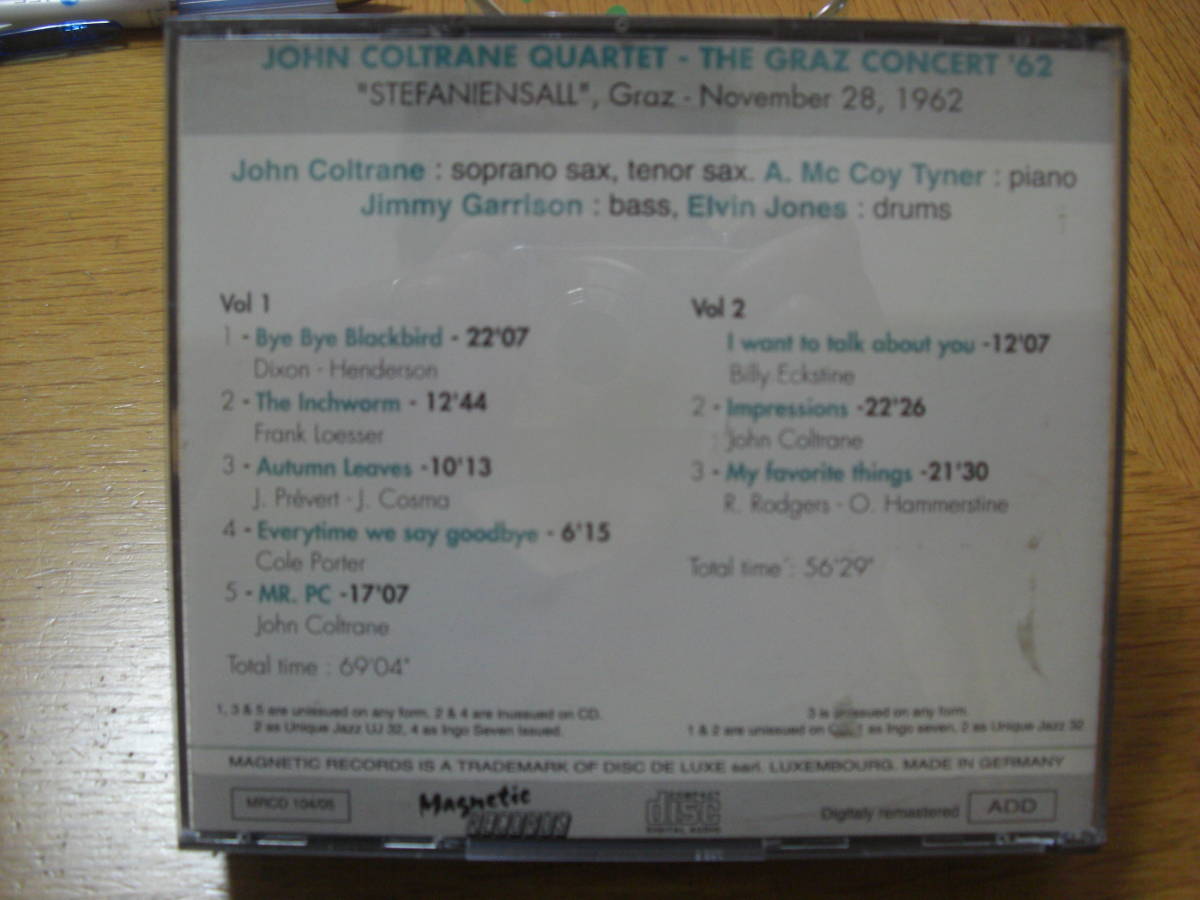 即決！John Coltrane/COMPLATE GRRAZ CONCERT NOV,28 1962 MAGNETIC RECORD_画像2