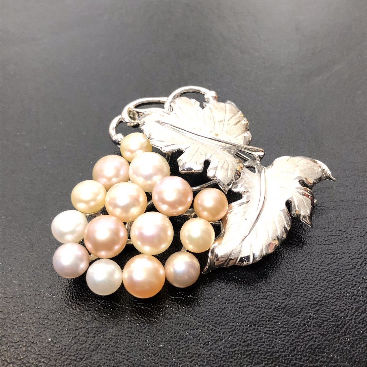 SV925 銀無垢 本真珠 パール ブローチ ネックレス トップ 真珠