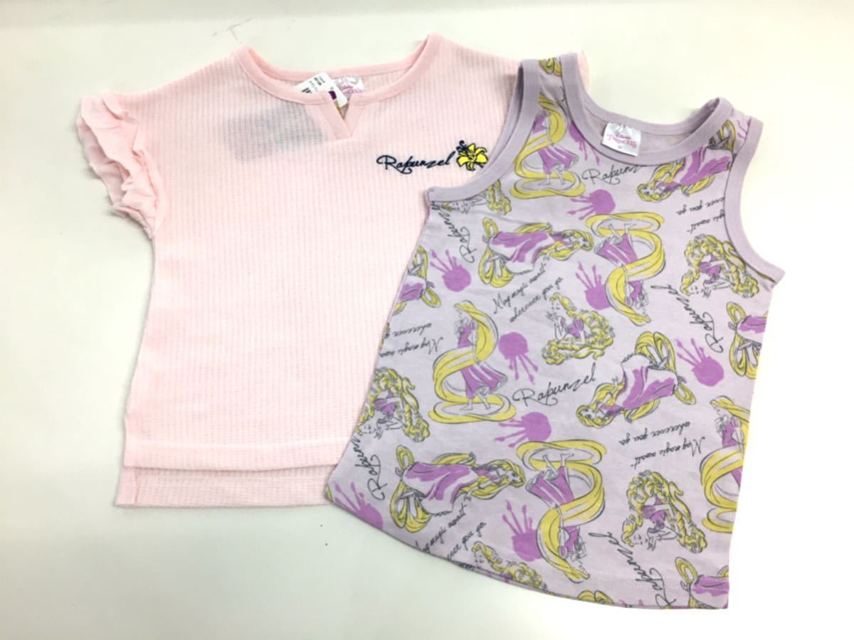新品■ディズニー 女の子 ラプンツェル 半袖シャツ 2点セット 90 ピンク 重ね着_画像1