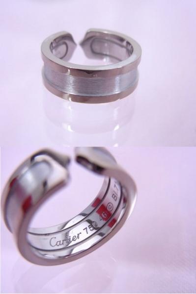 即買 カルティエ Cartier K18WG 2C リング SM 46 新品仕上げ済
