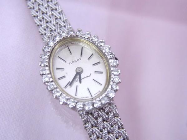 TISSOT ティソ 750 K18WG ダイヤモンド 手巻き 腕時計 女性用　外装仕上げ済_画像2