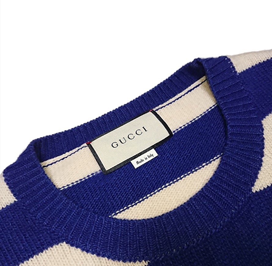  prompt decision free shipping regular goods regular price 14 ten thousand jpy GUCCI Gucci Tiger . border knitted sweater have been cleaned R-B17