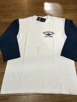 THE FLAT HEAD BASEBALL-TEE FLYING WHEEL WHT/NVY 42サイズ