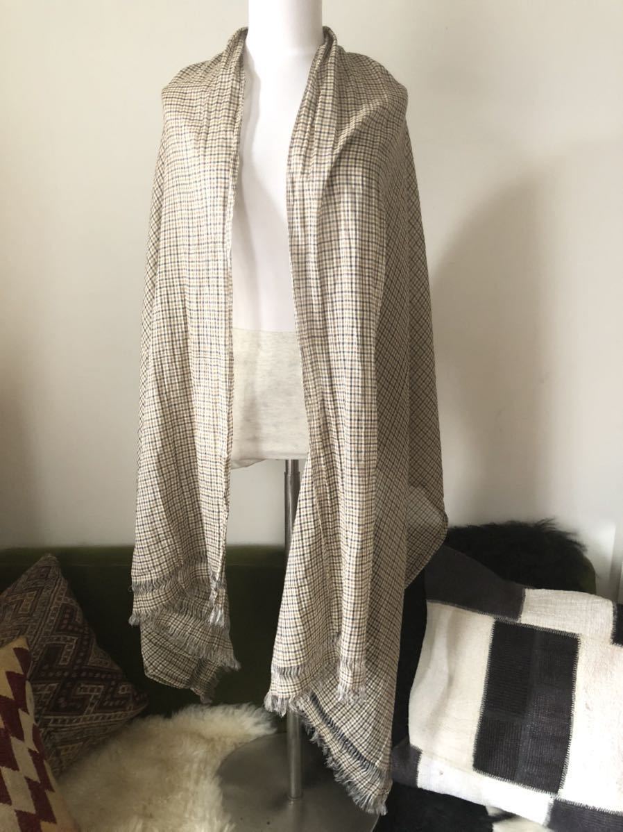 Faliero Sartifaliero* monkey ti Italy made silk cotton Burberry check large size stole stylish adult clothes Aoyama 