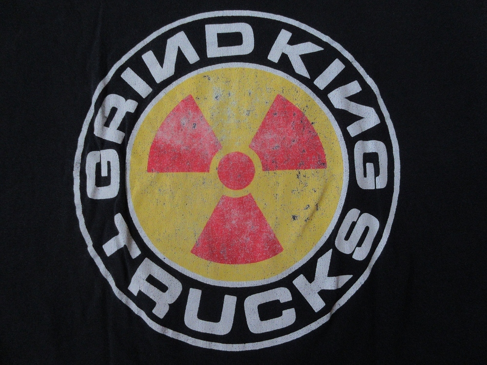 90's USA製 GRINDKING 放射能 サークル ロゴ Tシャツ L ブラック Grind King グラインドキング TRUCKS トラック VENICE オールド スケート