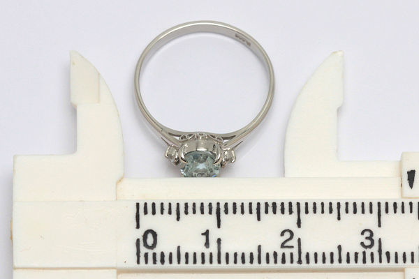 Pt900 аквамарин кольцо 11 номер 0.74ct бриллиант 0.02ct платина кольцо 14565