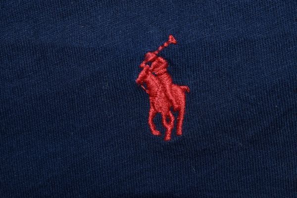 ☆US古着 POLO Ralph Lauren ラルフローレン 長袖 ロングTシャツ ロンT ポニーロゴ刺繍 ネイビー紺【L】コットン　　　　　◆2658◆_画像5