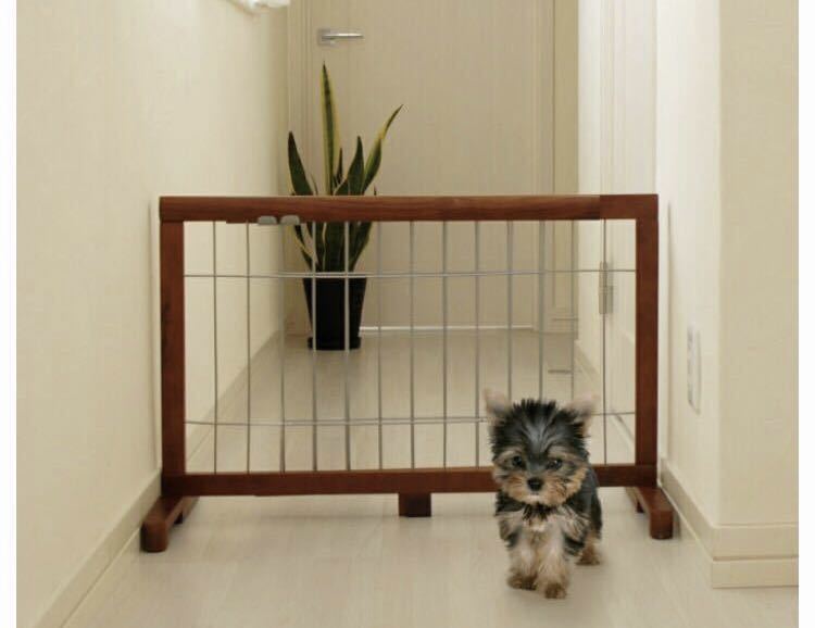JPG-65 pet gate Brown | silver wooden flexible gate gate pet width approximately 67~116cm control No.L704