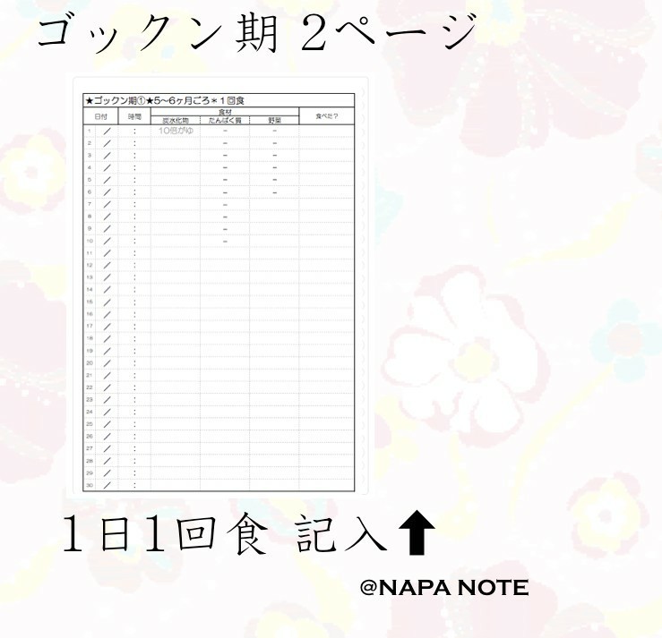 Paypayフリマ 離乳食記録ノート 開始から完了期まで Paypayフリマ 離乳食記録ノート 開始から完了期まで