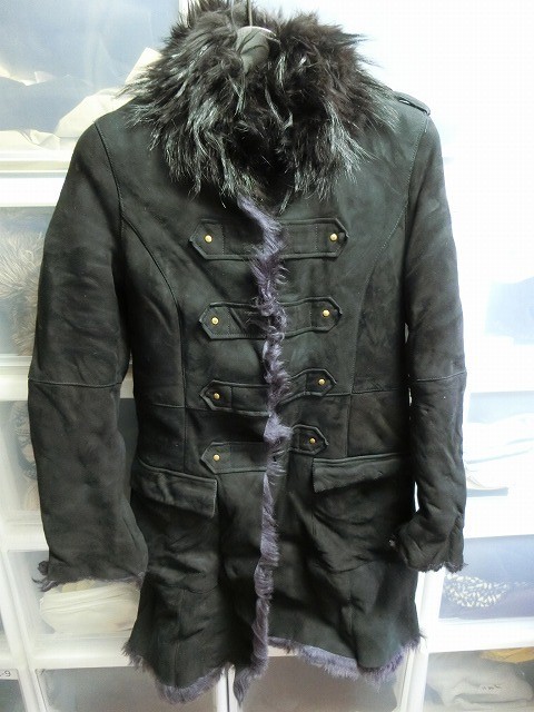 DOUBLE STANDARD CLOTHING Ram fur leather Napoleon jacket coat black #2541154 double standard closing 