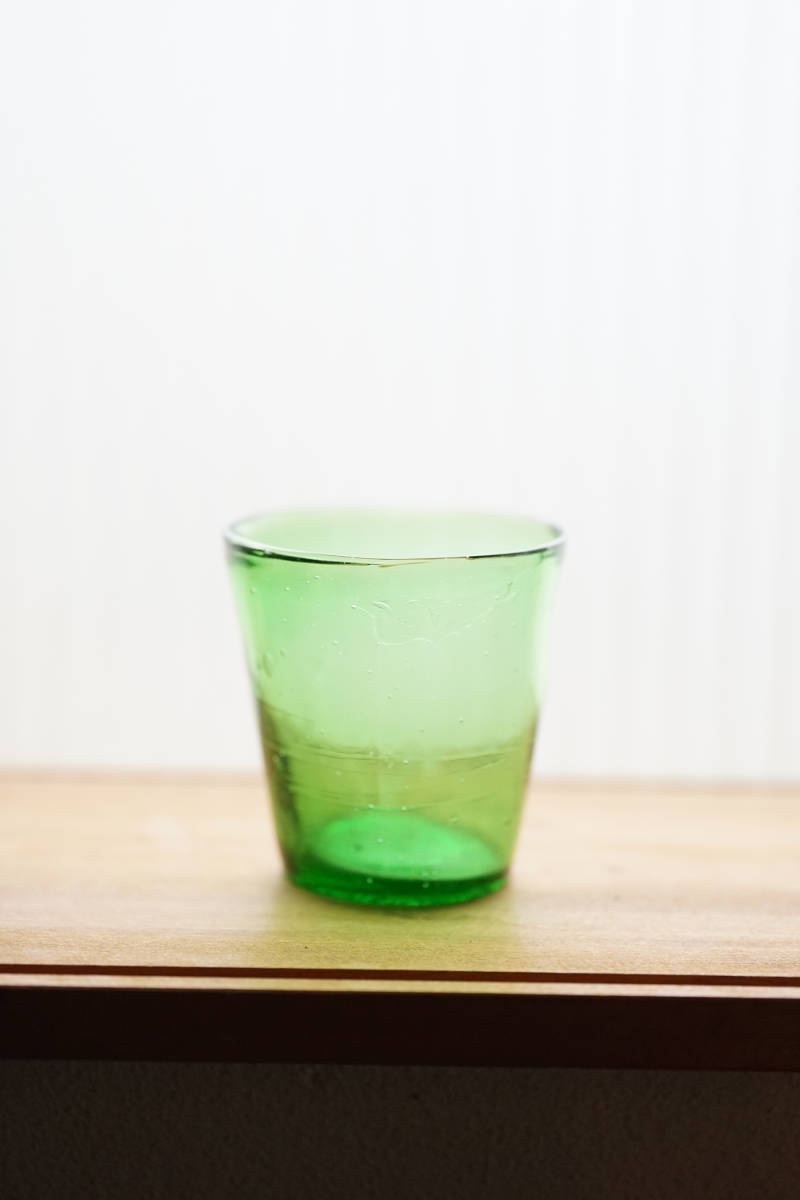 型吹きの色ガラスの教会のキャンドルグラス / 19世紀・フランス / アンティーク 古道具 硝子 ガラス グリーン03