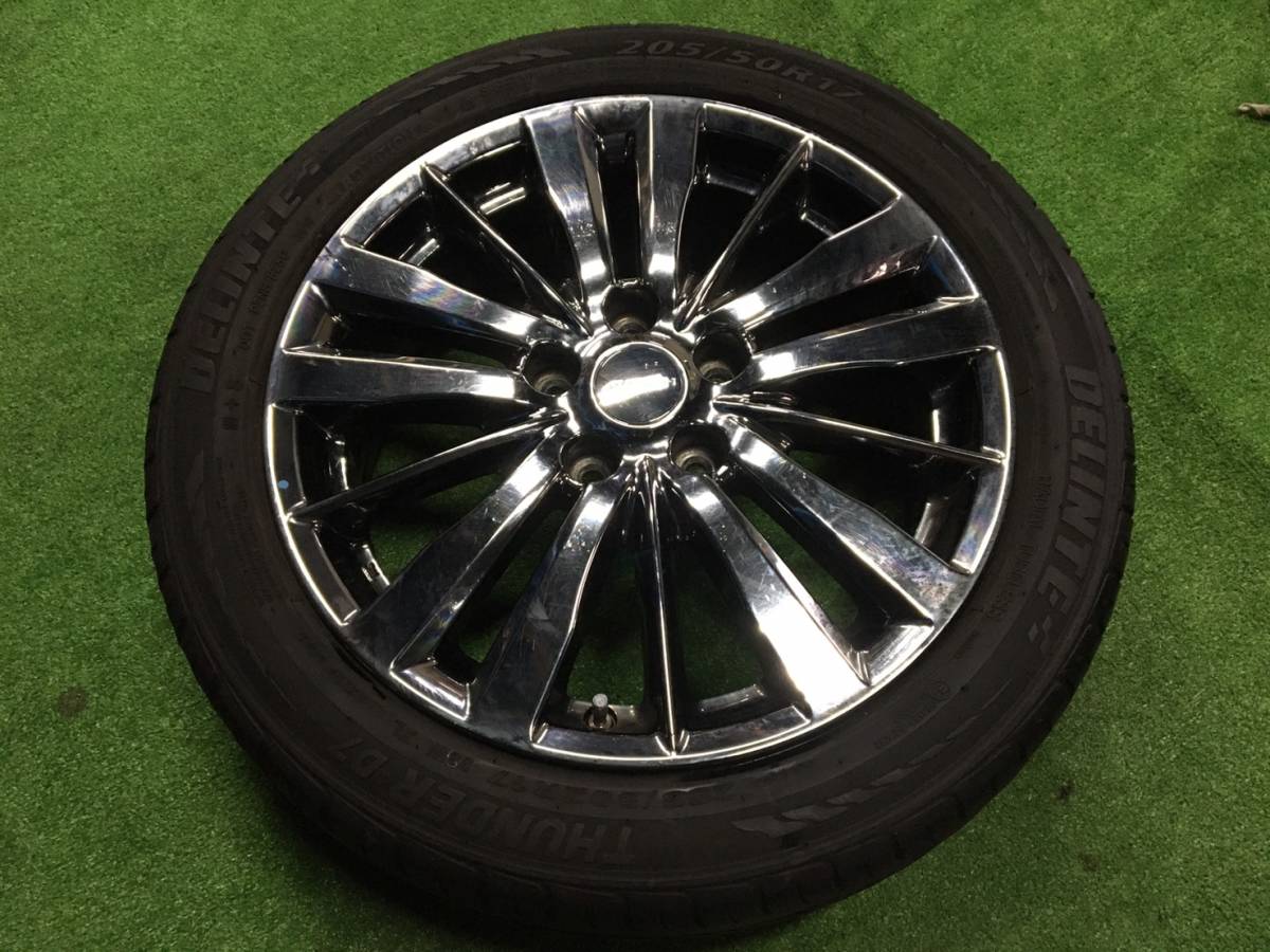 205/50ZE17 DELINTE ラジアル 夏 2018年製 AUTECH 日産純正アルミ 4本セット セレナ ライダー 17×6.5J +51 PCD114.3 5穴_画像3