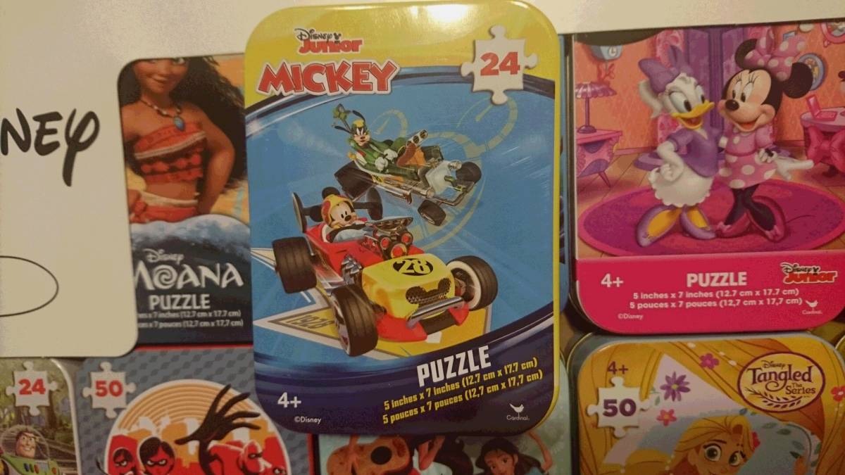 5/20 MICKEY 24 Disney junior ディズニー ジグソーパズル ミッキー レーサー 24ピース 缶入り未開封_画像1