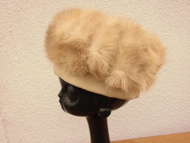 米買付 vintage USA製 本物毛皮ファー帽子 ロシア帽 毛皮帽子 ヘッド