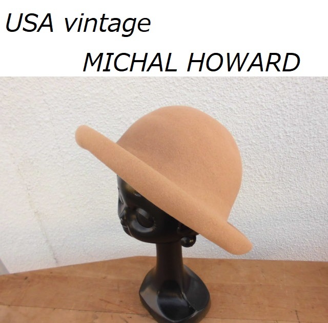 米買付 Vintage USA製 50's60's～ MICHAEL HOWARD ウールフェルトハット ベージュ ●38 アメリカ古着 ヴィンテージ