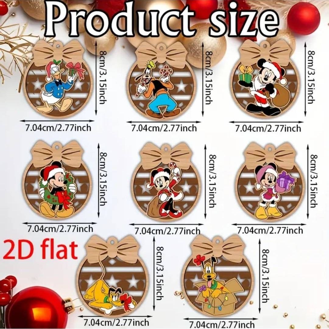 ディズニー クリスマスオーナメント 8個セット 木製オーナメント
