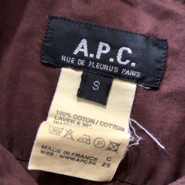 フランス製 A.P.C アーペーセー 長袖 シャツ メンズ Sサイズ ボルドー_画像7