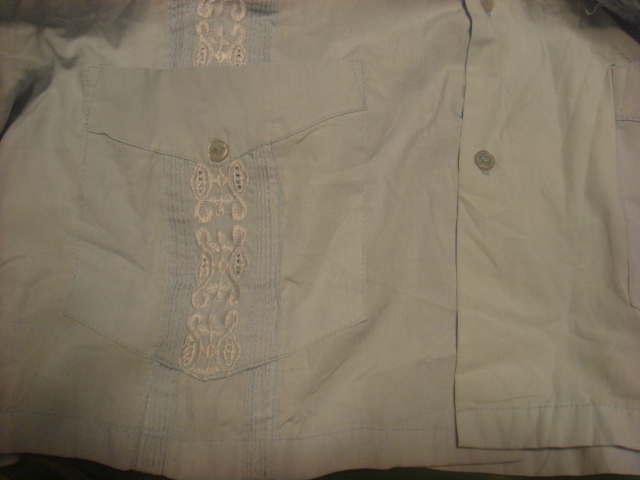 2009ガイヤベラORIGINAL GUYABERAプリーツ・刺繍キューバシャツ オープンカラー開襟ボックスBOX USED古着_画像7
