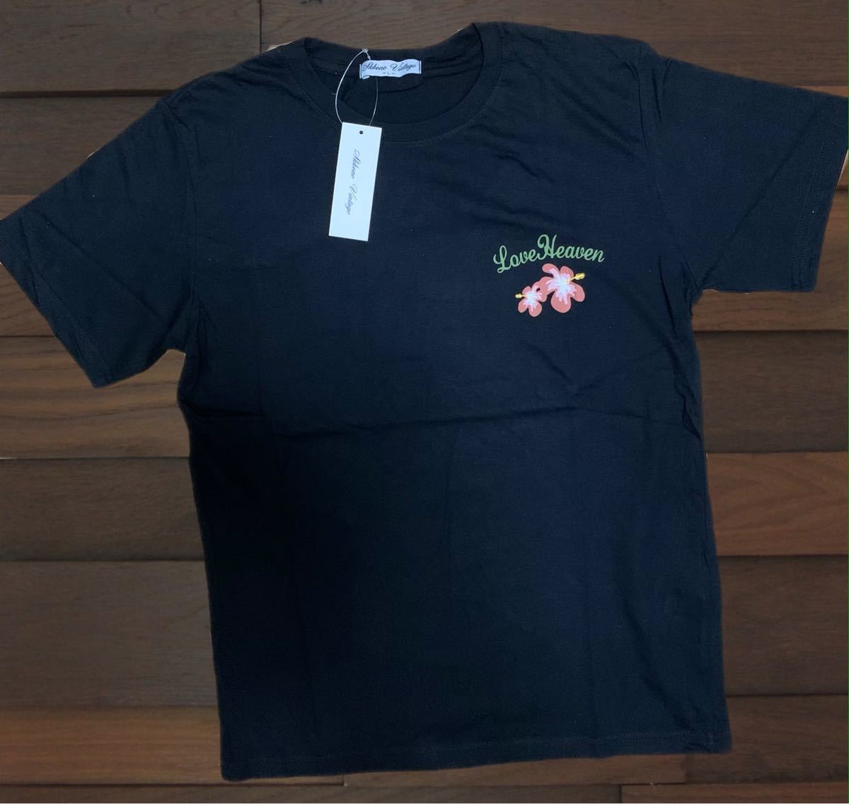ボタニカル バックプリント サガラ刺繍 半袖Tシャツ M/L