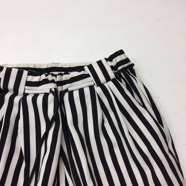  free shipping * beautiful goods *MURUAm Roo a* stripe rubber pants bottoms wide pants * free size #20903sj39