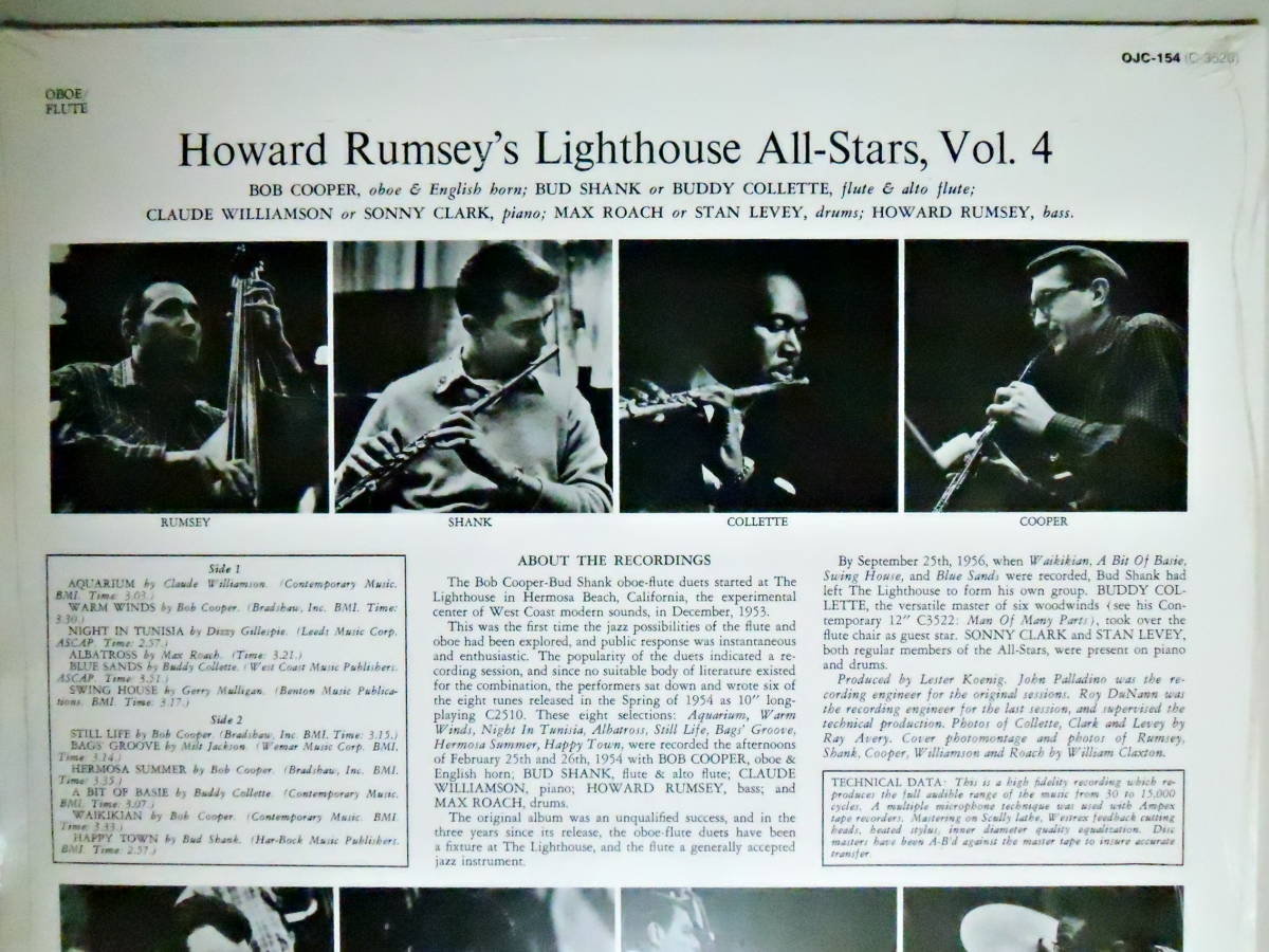 【レア・未開封品 OJCシリーズ 80】 Howard Rumsey's Lighthouse All-Stars, Vol.４（ハワード・ラムゼイ） Contemporary OJC-154 (C-3520)_画像5