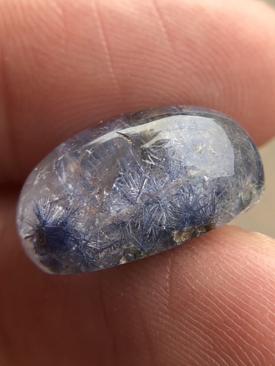 10-⑫ 藍色デュモルチェライトインクォーツ ルース 大きい天然石 デュモルチェライト_画像3