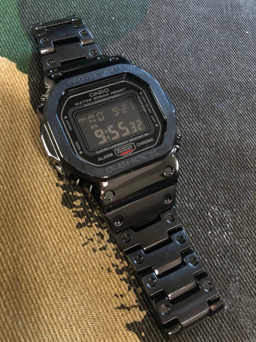 最安価格 CASIO G-SHOCK 腕時計 DW-5600メタルカスタムベルト&ベゼル 
