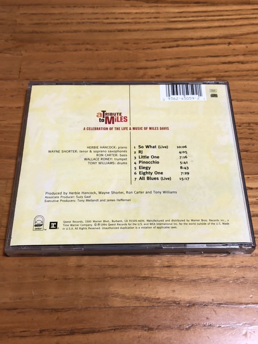 輸入盤CD『A Tribute To Miles』HERBIE HANCOCK, WAYNE SHORTER, RON CARTERなど 送料185円_画像2