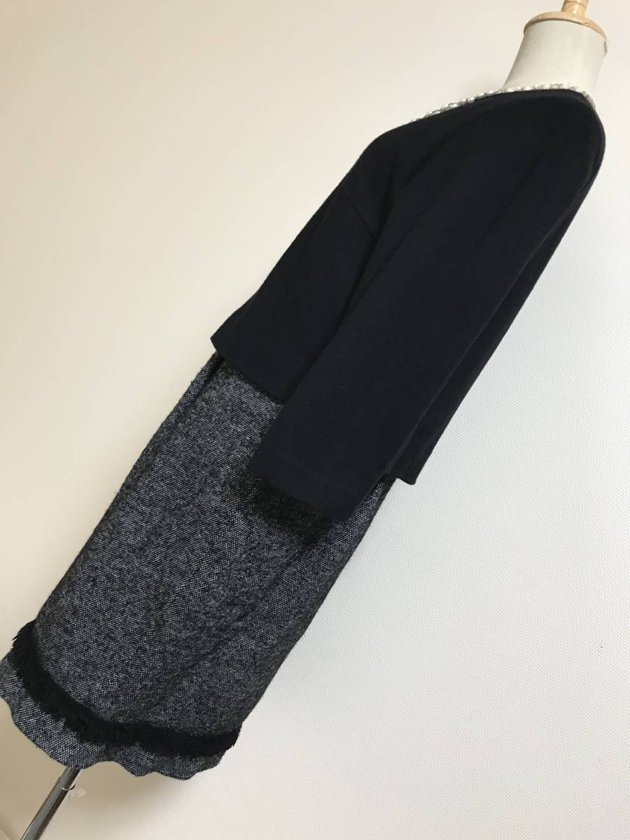  beautiful goods *7-IDconcept switch wool One-piece made in Japan black M*6682