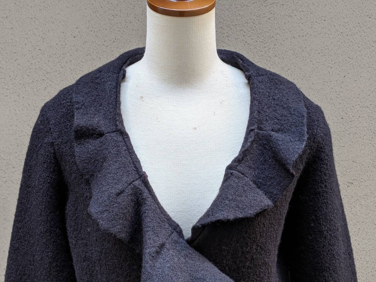  France old clothes la full collar cardigan coat /ko-ti gun compression wool melt n Europe retro Vintage Classic mode ΓLT