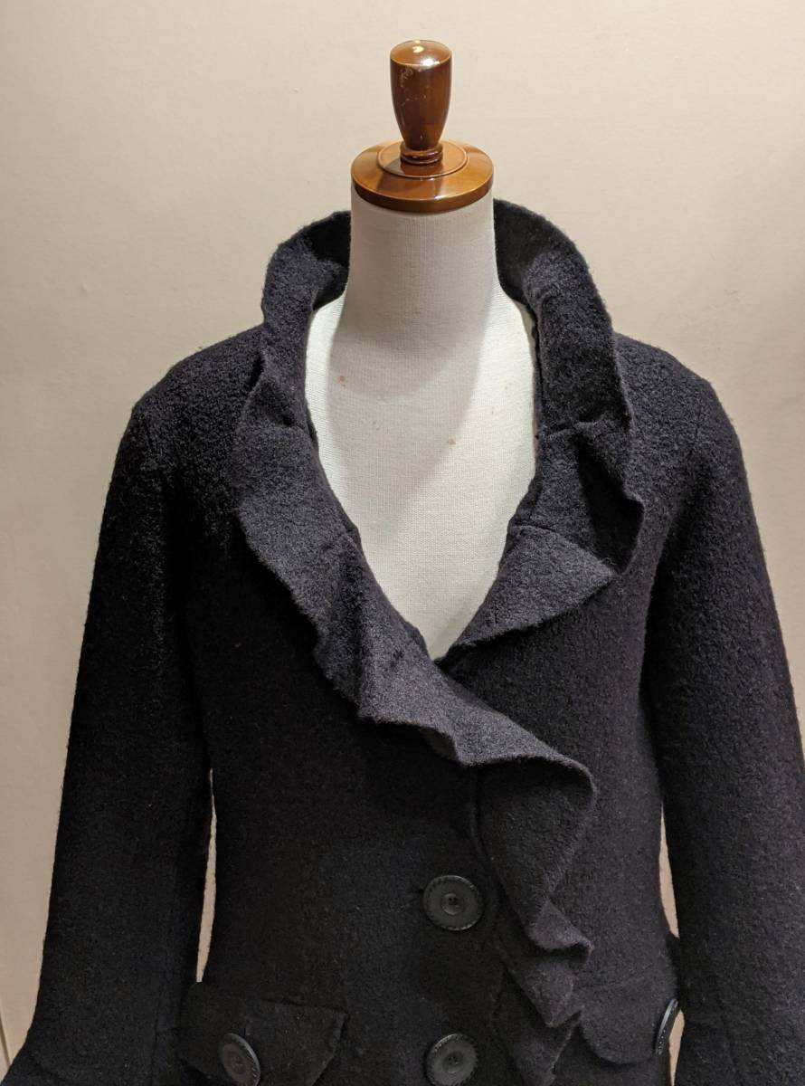  France old clothes la full collar cardigan coat /ko-ti gun compression wool melt n Europe retro Vintage Classic mode ΓLT