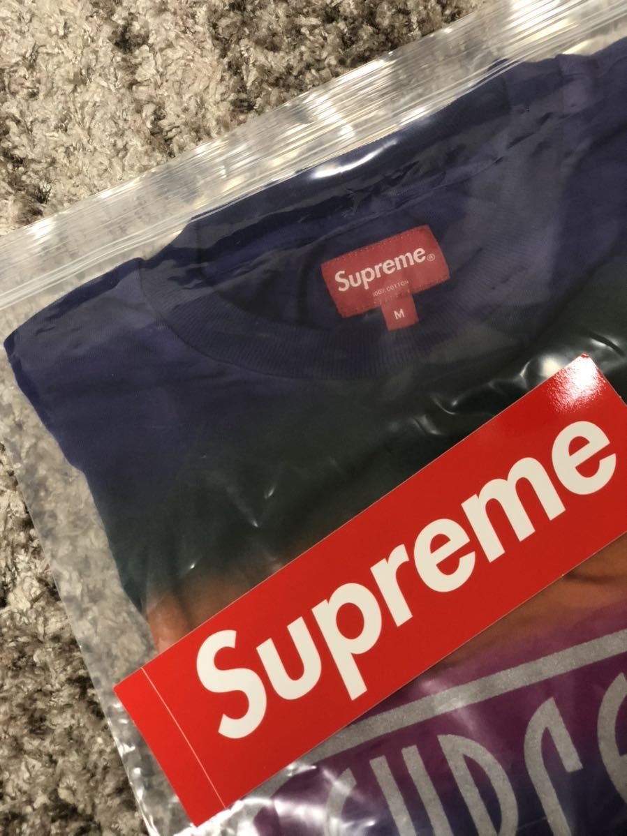 送料無料 M supreme rainbow stripe tee 19SS orange シュプリーム レインボー ボーダー Tシャツ box logo ボックスロゴ ステッカー 新品の画像3