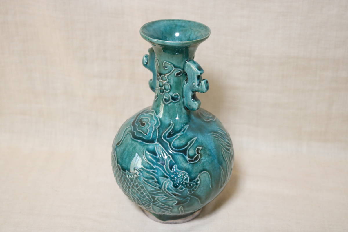 flower vase Tang earth Song .. green .... bin CD14
