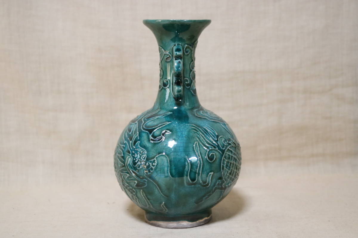  flower vase Tang earth Song .. green .... bin CD14